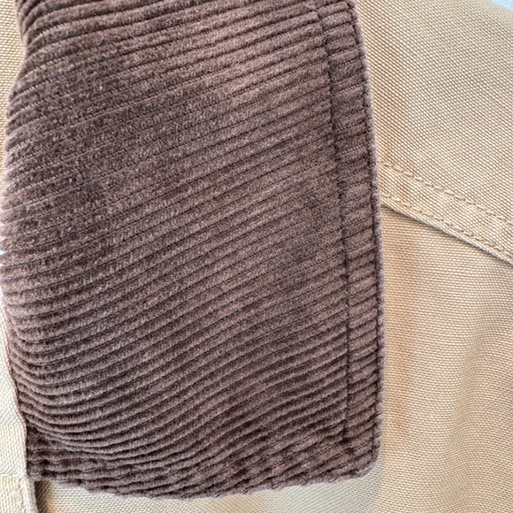 LL Bean Adirondack Chore Barn Coat Jacket Women’s Beige Corduroy Collar Cuff  L - Picture 4 of 15